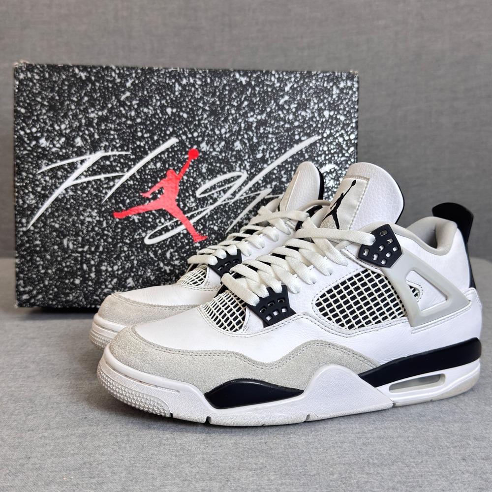 Air Jordan 4 Retro Military Black White Grey Sneakers DH6927-111 Mens Size 8